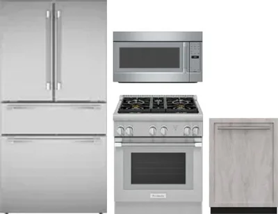 4 Piece Package Includes Refrigerator, Range, Microwave And Dishwasher