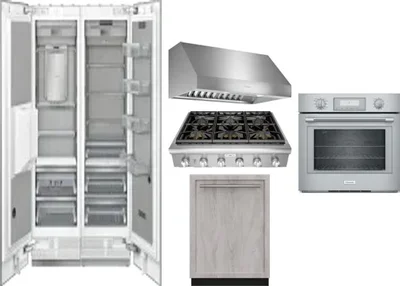 6 Piece Package Includes Refrigerator, Freezer, Cooktop, Wall Oven, Hood And Dishwasher