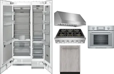 6 Piece Package Includes Refrigerator, Freezer, Cooktop, Wall Oven, Hood And Dishwasher