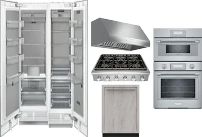 6 Piece Package Includes Refrigerator, Freezer, Cooktop, Wall Oven, Hood And Dishwasher