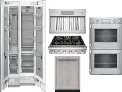 6 Piece Package Includes Refrigerator, Freezer, Cooktop, Wall Oven, Hood And Dishwasher
