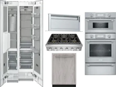 6 Piece Package Includes Refrigerator, Freezer, Cooktop, Wall Oven, Hood And Dishwasher