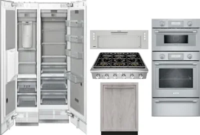 6 Piece Package Includes Refrigerator, Freezer, Cooktop, Wall Oven, Hood And Dishwasher