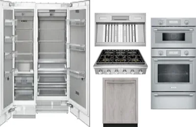 6 Piece Package Includes Refrigerator, Freezer, Cooktop, Wall Oven, Hood And Dishwasher
