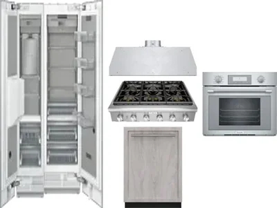6 Piece Package Includes Refrigerator, Freezer, Cooktop, Wall Oven, Hood And Dishwasher