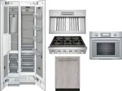 6 Piece Package Includes Refrigerator, Freezer, Cooktop, Wall Oven, Hood And Dishwasher