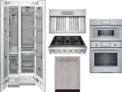 6 Piece Package Includes Refrigerator, Freezer, Cooktop, Wall Oven, Hood And Dishwasher