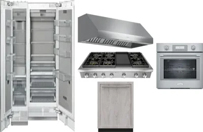 6 Piece Package Includes Refrigerator, Freezer, Cooktop, Wall Oven, Hood And Dishwasher