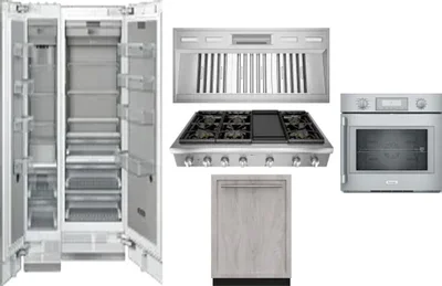 6 Piece Package Includes Refrigerator, Freezer, Cooktop, Wall Oven, Hood And Dishwasher