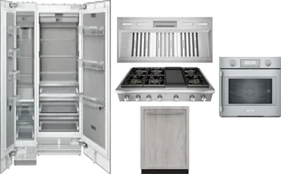 6 Piece Package Includes Refrigerator, Freezer, Cooktop, Wall Oven, Hood And Dishwasher