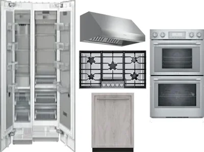 6 Piece Package Includes Refrigerator, Freezer, Cooktop, Wall Oven, Hood And Dishwasher