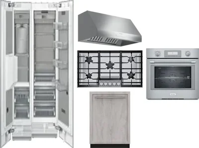 6 Piece Package Includes Refrigerator, Freezer, Cooktop, Wall Oven, Hood And Dishwasher