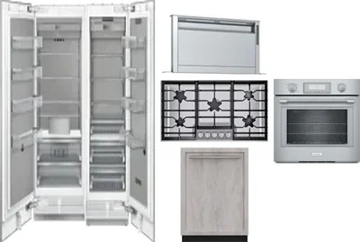 6 Piece Package Includes Refrigerator, Freezer, Cooktop, Wall Oven, Hood And Dishwasher