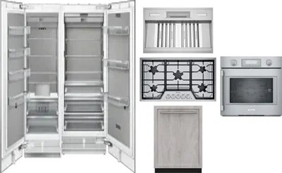 6 Piece Package Includes Refrigerator, Freezer, Cooktop, Wall Oven, Hood And Dishwasher