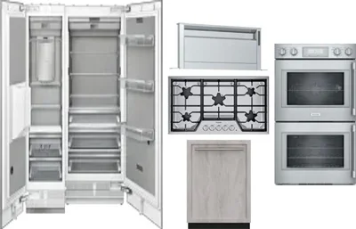6 Piece Package Includes Refrigerator, Freezer, Cooktop, Wall Oven, Hood And Dishwasher