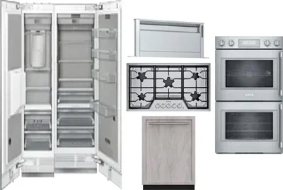 6 Piece Package Includes Refrigerator, Freezer, Cooktop, Wall Oven, Hood And Dishwasher