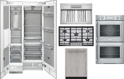 6 Piece Package Includes Refrigerator, Freezer, Cooktop, Wall Oven, Hood And Dishwasher