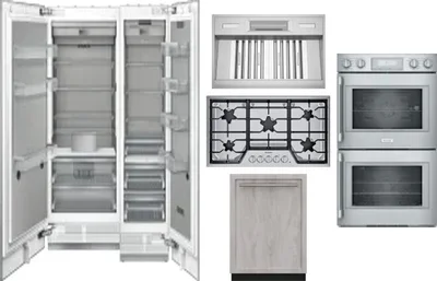 6 Piece Package Includes Refrigerator, Freezer, Cooktop, Wall Oven, Hood And Dishwasher
