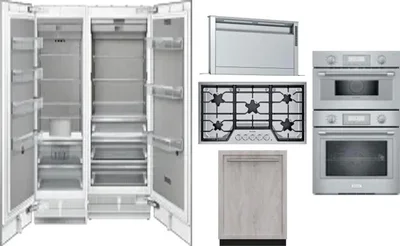 6 Piece Package Includes Refrigerator, Freezer, Cooktop, Wall Oven, Hood And Dishwasher