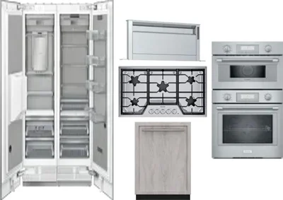 6 Piece Package Includes Refrigerator, Freezer, Cooktop, Wall Oven, Hood And Dishwasher