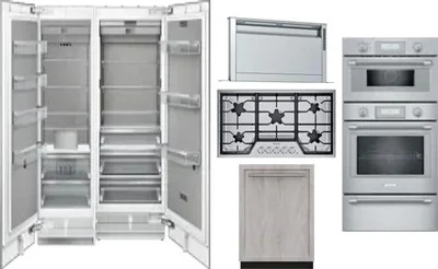 6 Piece Package Includes Refrigerator, Freezer, Cooktop, Wall Oven, Hood And Dishwasher