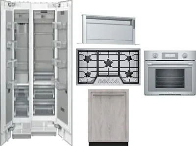 6 Piece Package Includes Refrigerator, Freezer, Cooktop, Wall Oven, Hood And Dishwasher