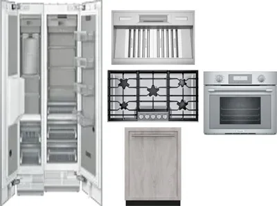 6 Piece Package Includes Refrigerator, Freezer, Cooktop, Wall Oven, Hood And Dishwasher