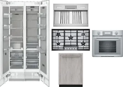 6 Piece Package Includes Refrigerator, Freezer, Cooktop, Wall Oven, Hood And Dishwasher