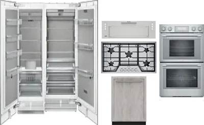 6 Piece Package Includes Refrigerator, Freezer, Cooktop, Wall Oven, Hood And Dishwasher