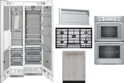 6 Piece Package Includes Refrigerator, Freezer, Cooktop, Wall Oven, Hood And Dishwasher