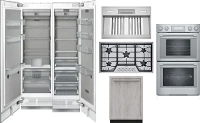 6 Piece Package Includes Refrigerator, Freezer, Cooktop, Wall Oven, Hood And Dishwasher