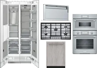 6 Piece Package Includes Refrigerator, Freezer, Cooktop, Wall Oven, Hood And Dishwasher