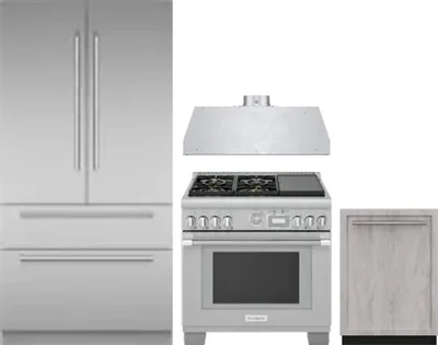 4 Piece Package Includes Refrigerator, Range, Hood And Dishwasher