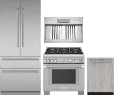 4 Piece Package Includes Refrigerator, Range, Hood And Dishwasher