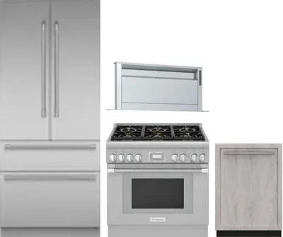 4 Piece Package Includes Refrigerator, Range, Hood And Dishwasher