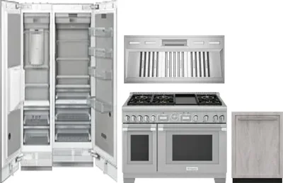 5 Piece Package Includes Refrigerator, Freezer, Range, Hood And Dishwasher
