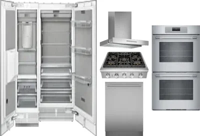 6 Piece Package Includes Refrigerator, Freezer, Cooktop, Wall Oven, Hood And Dishwasher