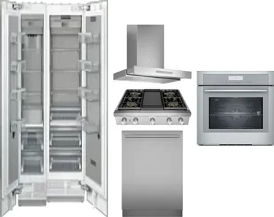 6 Piece Package Includes Refrigerator, Freezer, Cooktop, Wall Oven, Hood And Dishwasher