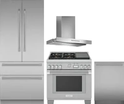 4 Piece Package Includes Refrigerator, Range, Hood And Dishwasher