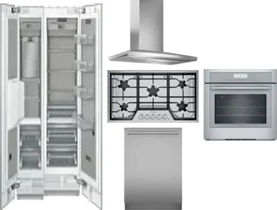 6 Piece Package Includes Refrigerator, Freezer, Cooktop, Wall Oven, Hood And Dishwasher
