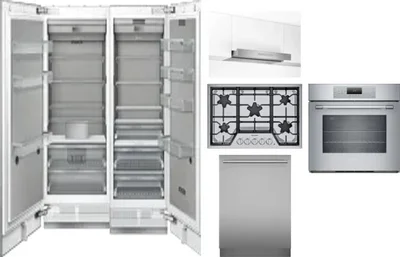 6 Piece Package Includes Refrigerator, Freezer, Cooktop, Wall Oven, Hood And Dishwasher