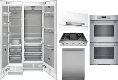 6 Piece Package Includes Refrigerator, Freezer, Cooktop, Wall Oven, Hood And Dishwasher