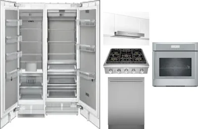 6 Piece Package Includes Refrigerator, Freezer, Cooktop, Wall Oven, Hood And Dishwasher