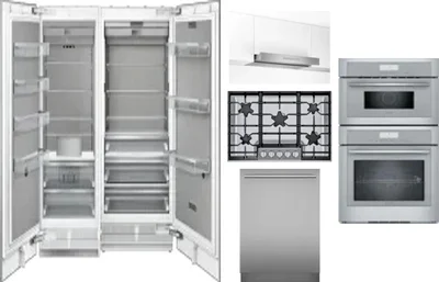 6 Piece Package Includes Refrigerator, Freezer, Cooktop, Wall Oven, Hood And Dishwasher