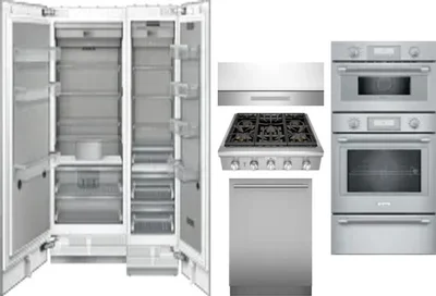 6 Piece Package Includes Refrigerator, Freezer, Cooktop, Wall Oven, Hood And Dishwasher