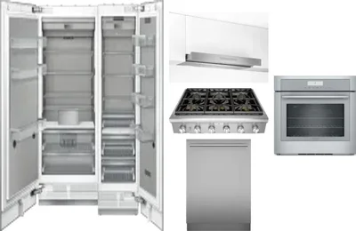 6 Piece Package Includes Refrigerator, Freezer, Cooktop, Wall Oven, Hood And Dishwasher