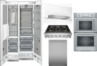 6 Piece Package Includes Refrigerator, Freezer, Cooktop, Wall Oven, Hood And Dishwasher