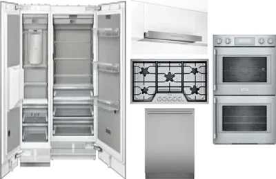 6 Piece Package Includes Refrigerator, Freezer, Cooktop, Wall Oven, Hood And Dishwasher