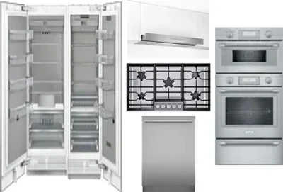 6 Piece Package Includes Refrigerator, Freezer, Cooktop, Wall Oven, Hood And Dishwasher