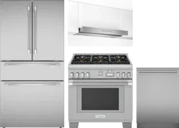 4 Piece Package Includes Refrigerator, Range, Hood And Dishwasher